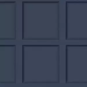 Image of Holden Modern Wood Panel Navy Blue Wallpaper