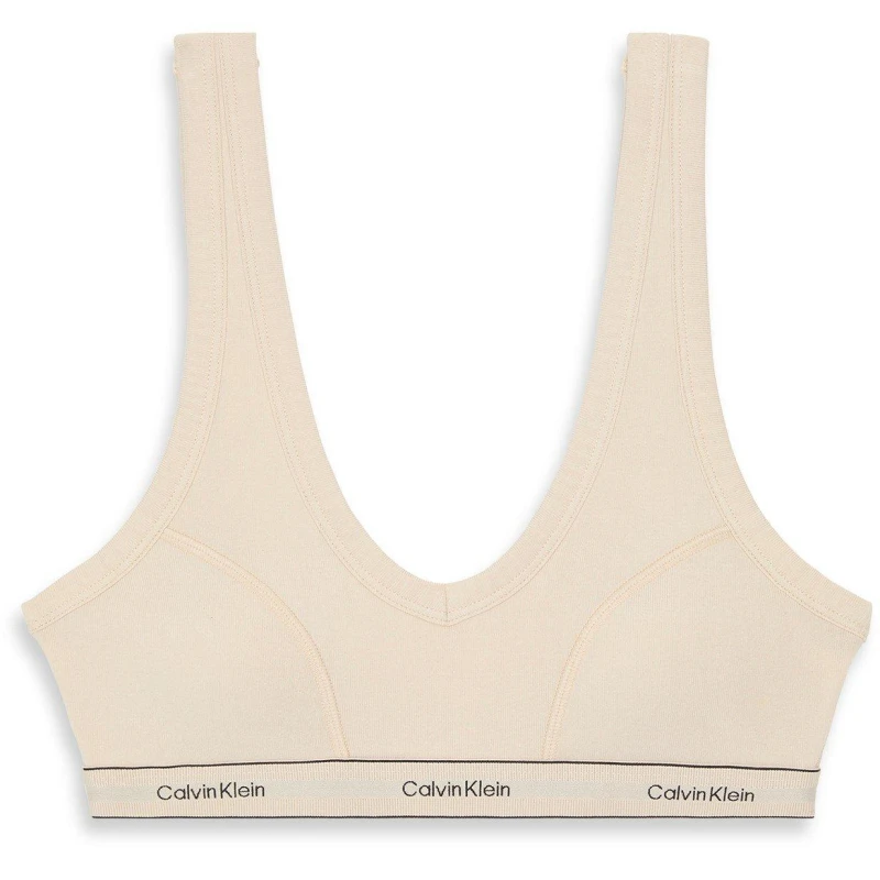 Image of Calvin Klein Womens Heritage Scoop Non Wired Bralette Oyster Gray female 10 (S)