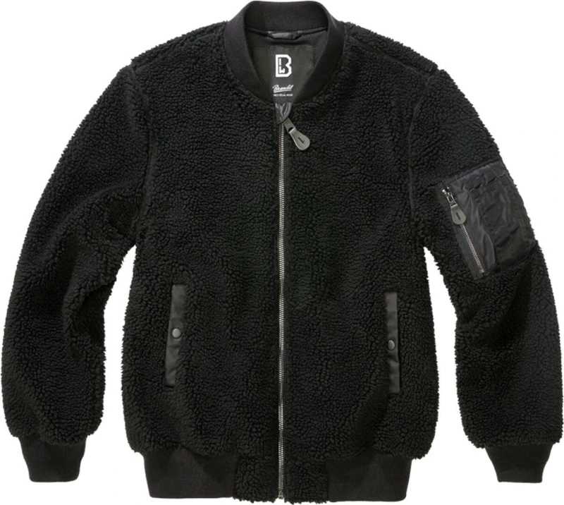 Image of Brandit MA1 Sherpa Teddy Fleece Jacket, black, Size 2XL