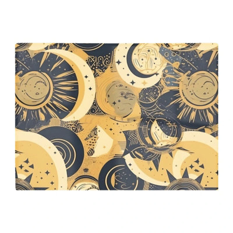 Image of Warren Reed Designer Blue Gold Moon And Sun Glass Chopping Board