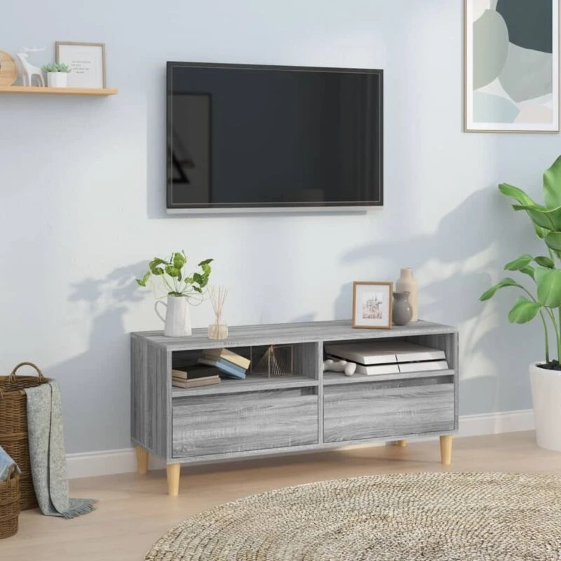 Image of Vidaxl TV Cabinet, TV Stand With Shelves, Media Cabinet For Living Room, Entertainment Centre, Scandinavian Style, Grey Sonoma Eng