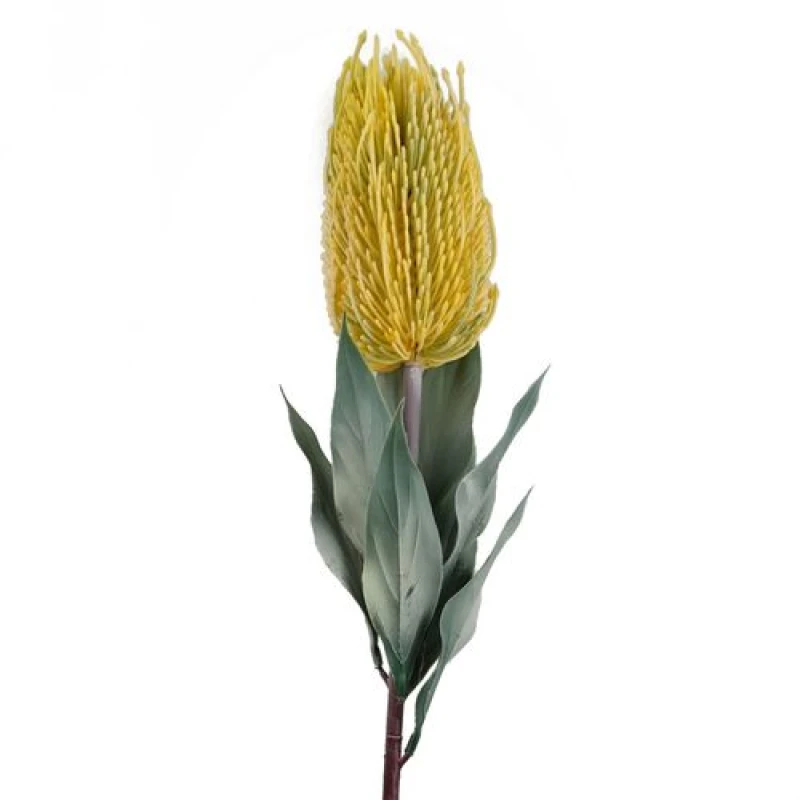 Image of Leaf 75cm Banksia Menziesii Yellow Flower Stem Artificial