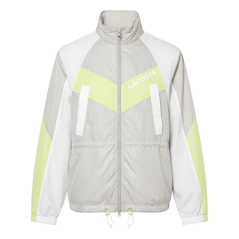 Image of Lacoste Oversized Hooded Colourblock Jacket Grey female 12