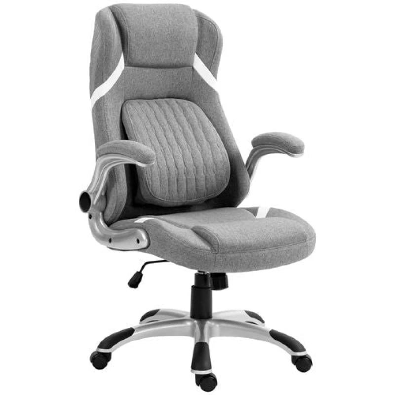 Image of VINSETTO Vinsetto Fabric Office Desk Chair with Adjustable Height Tilt Function Grey 5056725574925