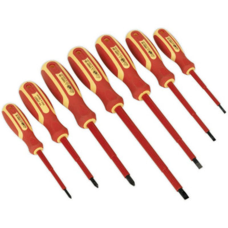 Image of Loops 7 PACK VDE Screwdriver Set - 1000V Shock Proof Insulated Shafts Slotted Phillips Multi