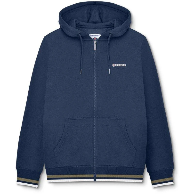 Image of Lambretta Mens Zip Hoodie Navy/Khaki male Medium