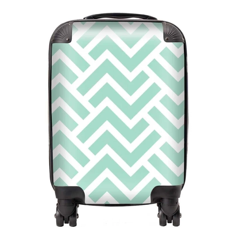 Image of Warren Reed - Designer Green Geometric Pattern Suitcase Size: Medium Green Unisex Medium