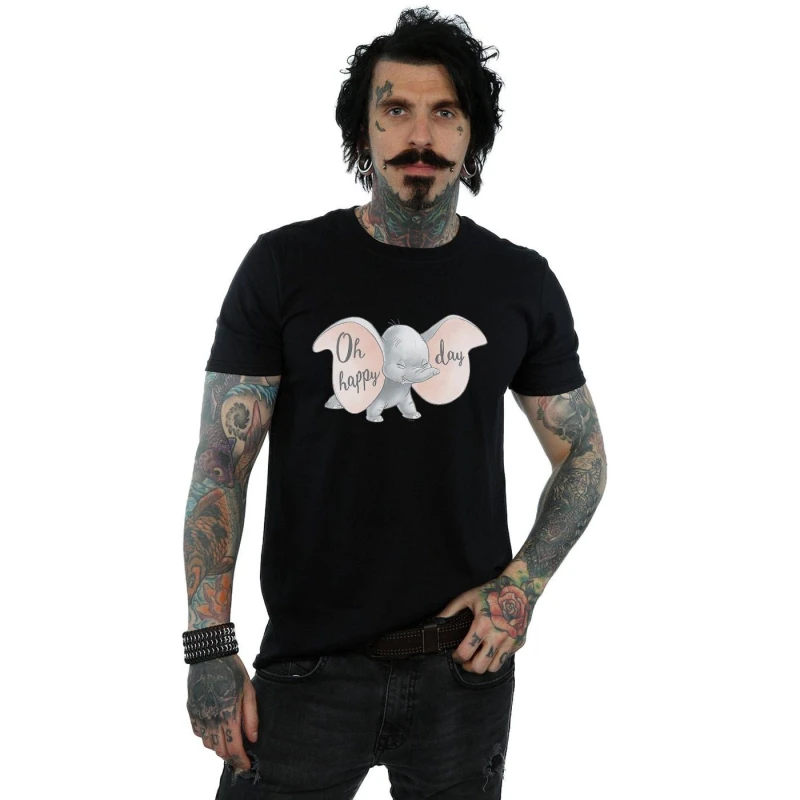 Image of Disney Men Dumbo Happy Day T-Shirt in Black Size: Small Black S Male 5057955957236