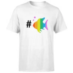 Image of Rainbow Fish Bubble Mens T-Shirt - White - 5XL