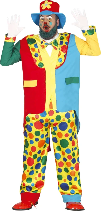 Image of Fiestas Guirca Fancy Dress Adult Multi Dots Clown Costume Size: XL Multicolor Unisex XL