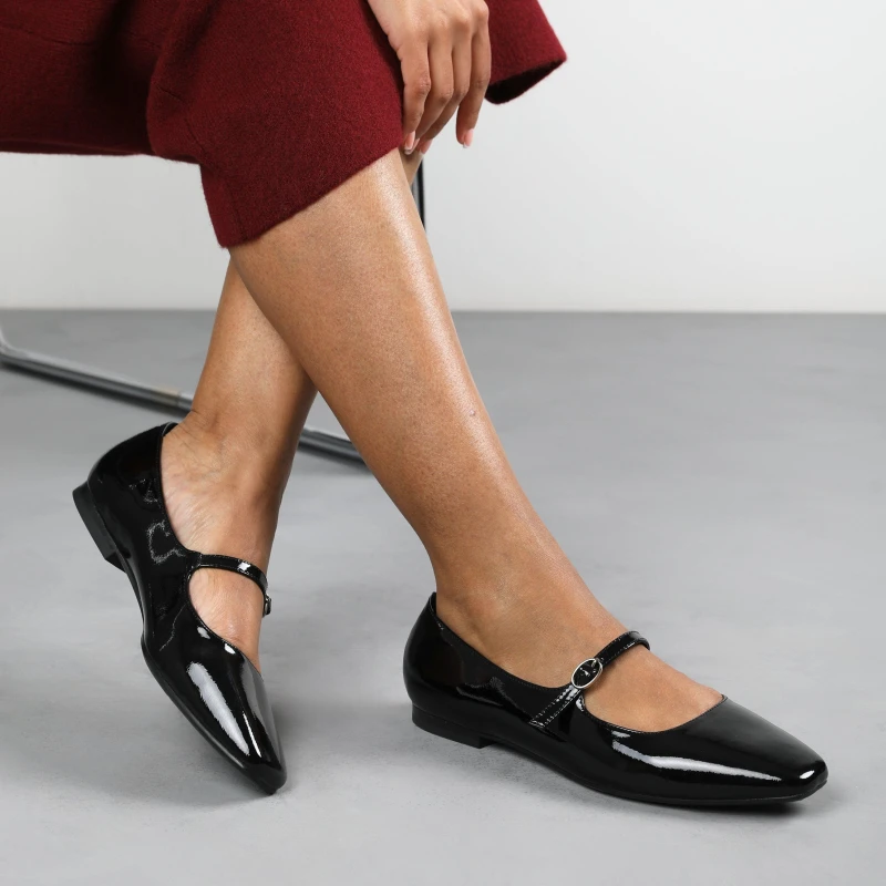Image of Wheres That From Wheres Mary Jane Flats With Buckle Strap Black Patent female 5 (38)