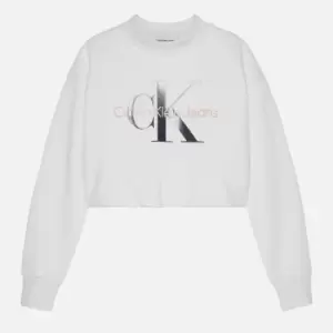 Image of Calvin Klein Girls Gradient Monogram Sweatshirt - Bright White - 16 Years