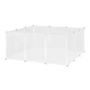 Image of Pawhut Pet Playpen & Diy Small Animal Cage w/ 12 Panels For Kittens - Bunnies - Chinchilla - White