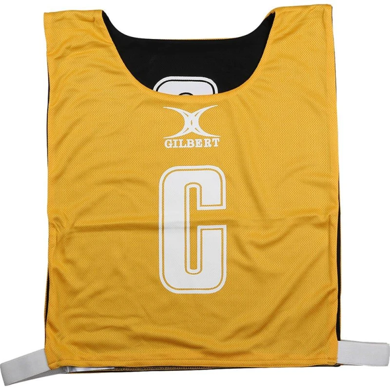 Image of Gilbert Reversible Netball Bibs Amber/Black unisex Large