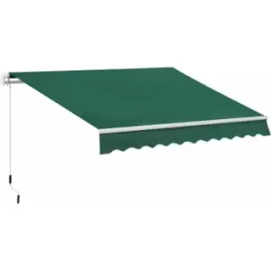 Image of Outsunny - Manual Retractable Awning Garden Shelter Canopy 3 x 2m Green