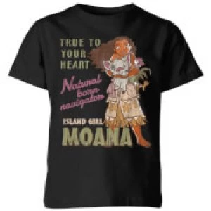 Image of Moana Natural Born Navigator Kids T-Shirt - Black - 7-8 Years