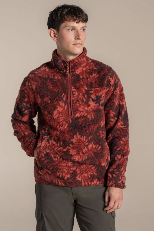 Image of Craghoppers Craghoppers Men Tatton Borg Half-Zip Insulating Active Fleece in Red Size: Medium Red M Male 5063260130677