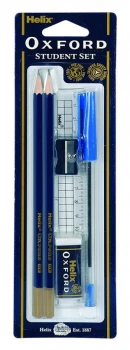 Image of Oxford Student Set inc Pencils Rubber Ruler Pen Sharpener