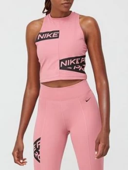 Image of Nike Training Pro Trompe Crop Tank Top - Pink