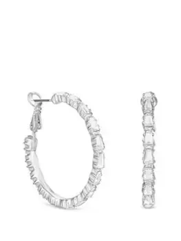 Image of Lipsy Silver Baguette Crystal Hoop Earrings