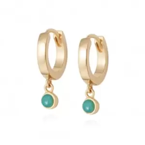 Image of Amazonite Healing Huggie Hoops 18ct Gold Plate Earrings HE3003_GP