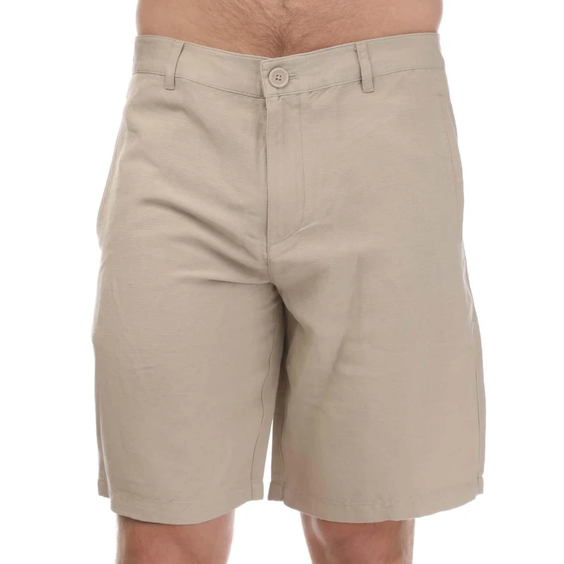 Image of Armani Exchange Linen Rayon Twill Shorts Beige male 30 inch