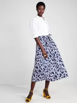 Image of Spring Flight Tie-Waist Skirt - Blue - S (Uk 8-10)