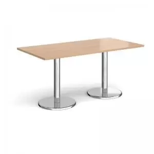 Image of Pisa rectangular dining table with round chrome bases 1600mm x 800mm -