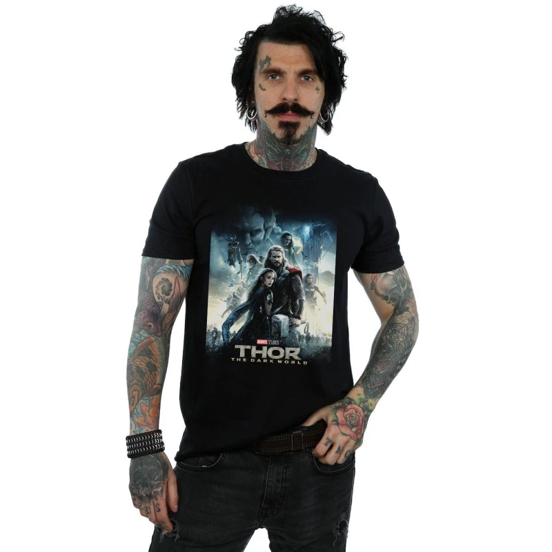Image of Marvel Marvel Men Thor The Dark World Poster T-Shirt in Black Size: Small Black S Male 5059276907150
