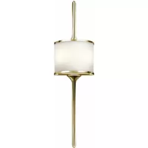 Image of IP44 Twin Wall Light White Glass Shade Polished Brass LED G9 3.5W