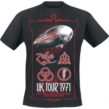 Image of Led Zeppelin - UK Tour '71. Unisex XX-Large T-Shirt - Black