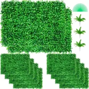 Image of Artificial Boxwood Panel Boxwood Hedge Wall Panels 10pcs 24x16" Garden Decor Diy