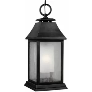 Image of Loops - Outdoor IP44 1 Bulb Chain Lantern Dark Weathered Zinc LED E27 75W
