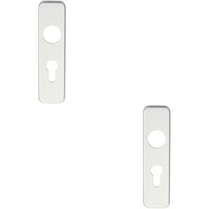 Image of Loops 2x PAIR Door Handle Euro Lock Plate for Safety Levers 154 x 40mm Satin Aluminium Multi unisex