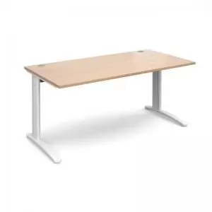 Image of TR10 straight desk 1600mm x 800mm - white frame and beech top