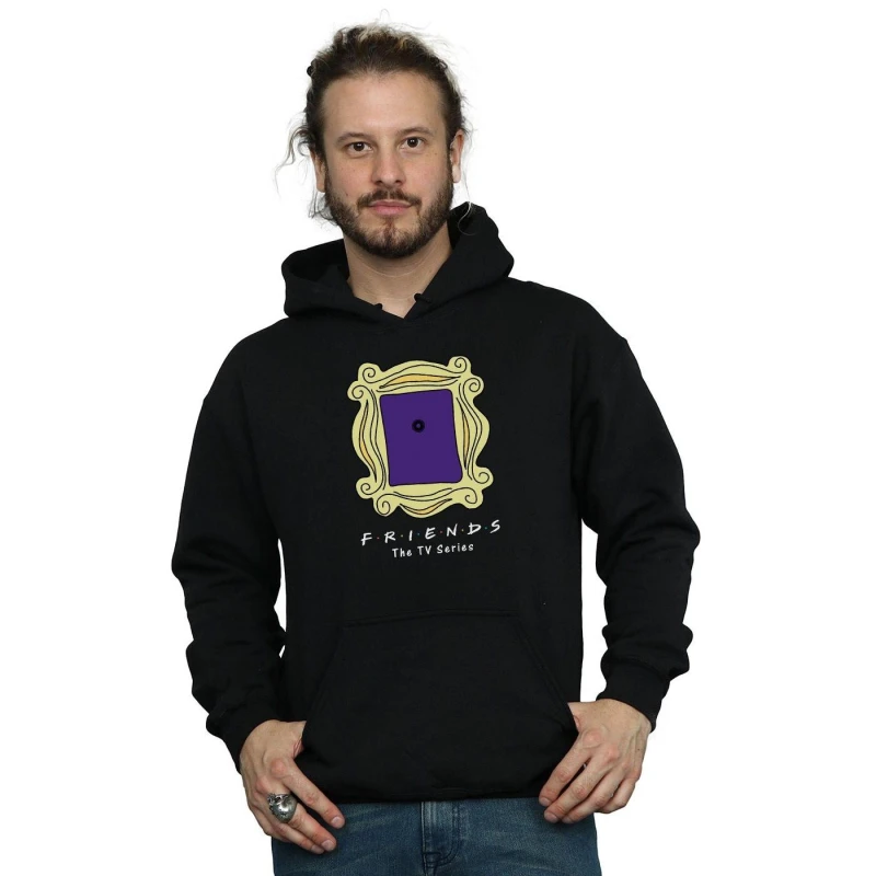 Image of Friends Friends Men Door Peephole Hoodie in Black Size: Small Black S Male 5057972561560