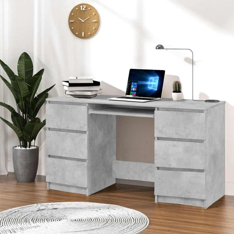 Image of VIDAXL Vidaxl - Writing Desk Concrete Grey 140x50x77cm Engineered Wood 800814
