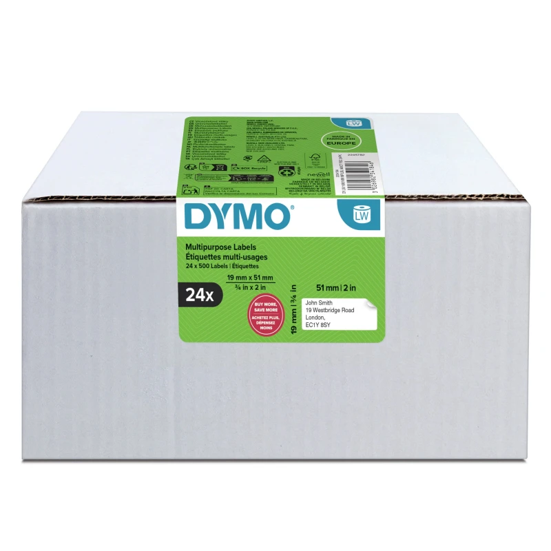 Image of Dymo DYMO LW MULTI-PURPOSE LABEL 19X51MM 24 ROLLS White Self-adhesive printer label 2234184