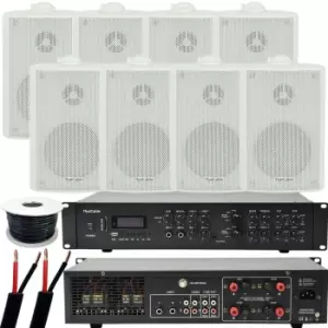Image of 800W LOUD Outdoor Bluetooth System 8x White Speaker Weatherproof Garden Music