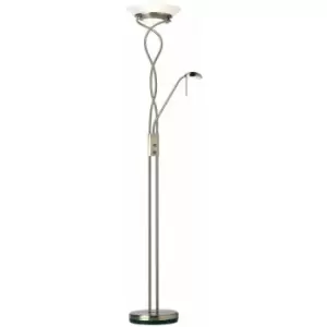 Image of Loops - Mother & Child Floor Lamp Antique Brass Tall Twin Light Dimmer Flexible Reading