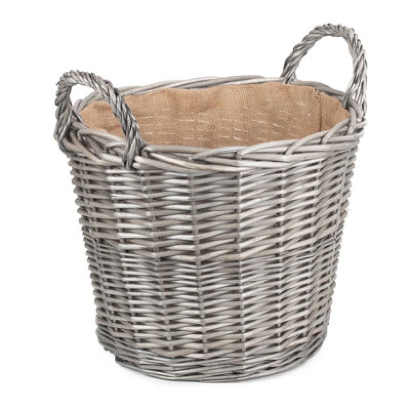 Image of Red Hamper W053 Wicker Large Antique Wash Finish Lined Log Baskets