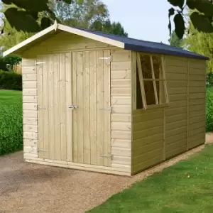 Image of Shire 10 x 7ft Double Door Pressure Treated Guernsey Shed - Garden & Outdoor