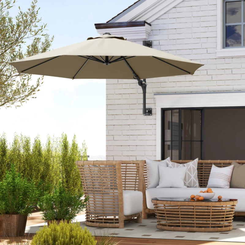 Image of Outsunny Sun Parasol with Vent, Wall Umbrella for Patio, Garden, Orange 84D-311V00OG