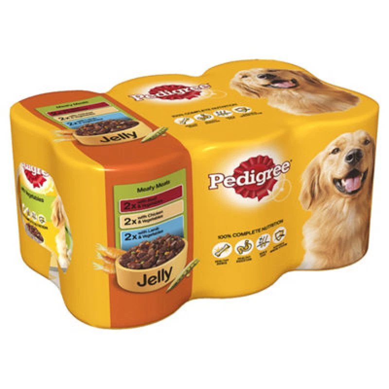 Image of Pedigree Adult Wet Dog Food Tins Mixed in Jelly 100422631