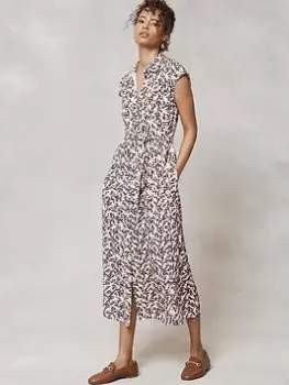 Image of Mint Velvet Hattie Print Sleeveless Midi Shirt Dress, Lilac, Size 18, Women