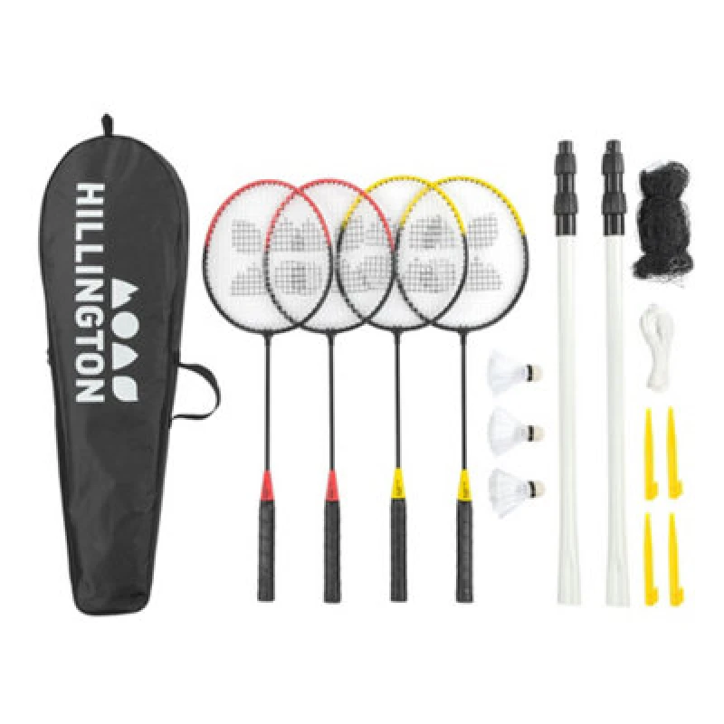 Image of Hillington 4-Player Badminton Tournament Set with Reusable Carry Case Multi unisex