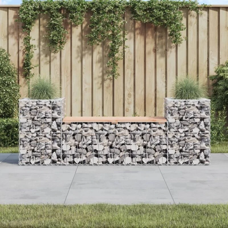 Image of vidaXL Garden Bench Gabion Design 183x41x60.5cm Solid Wood Douglas, Brown 834388