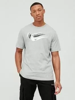Image of Nike NSW 12 Month Multi Swoosh T-Shirt - Grey/White, Size L, Men
