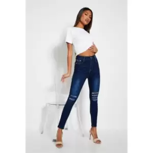 Image of I Saw It First Denim Ripped Knee Skinny Jeans - Blue