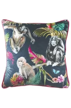 Image of Jungle Monkey Velvet Piped Cushion